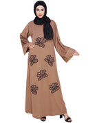 Daisy Dubai style Abaya Dark Beige