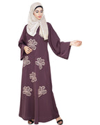 Daisy Dubai style Abaya Dark Purple