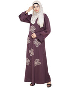 Daisy Dubai style Abaya Dark Purple