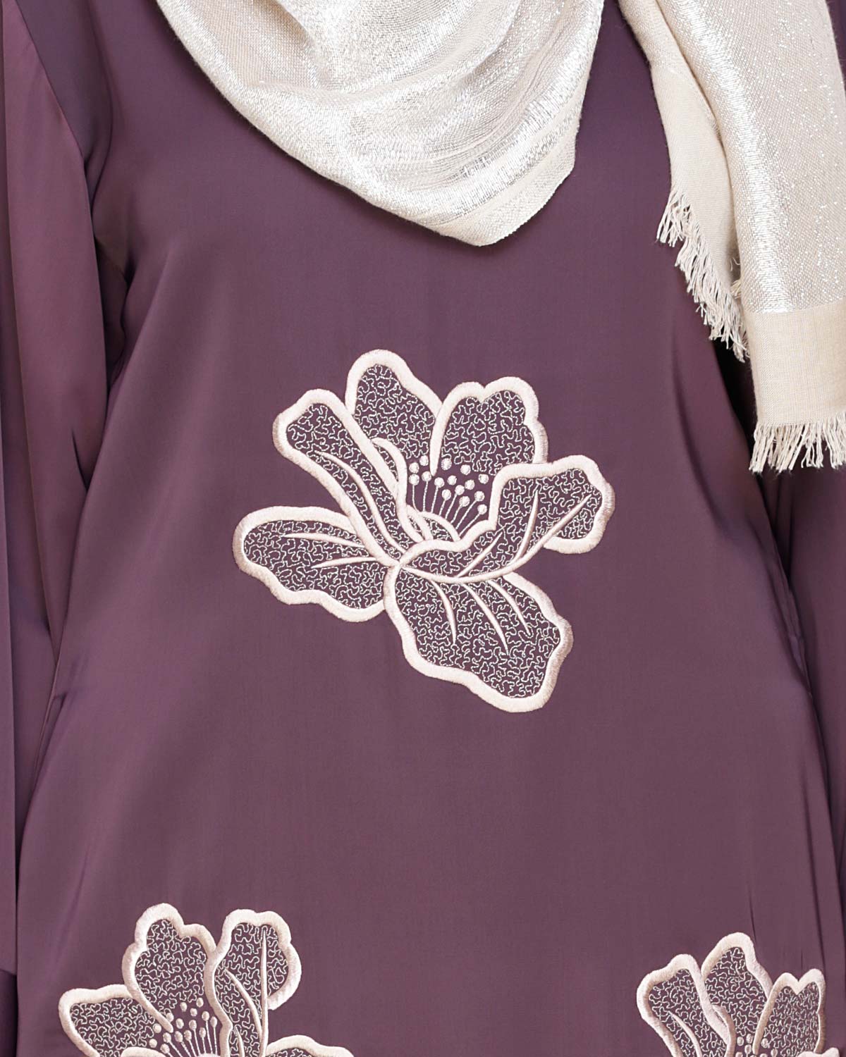 Daisy Dubai style Abaya Dark Purple