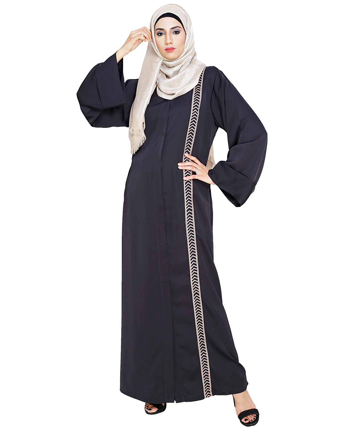 Lofty Dubai Style Abaya Dark Grey