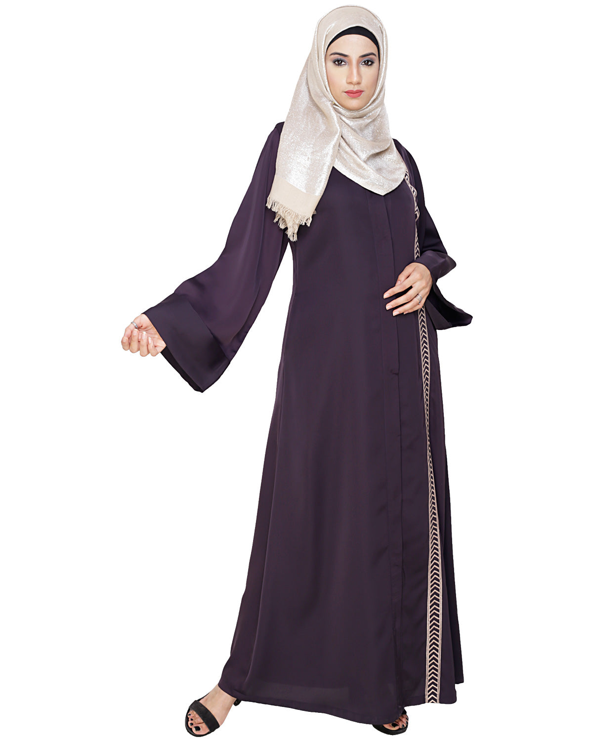 Lofty Dubai Style Abaya Dark Purple