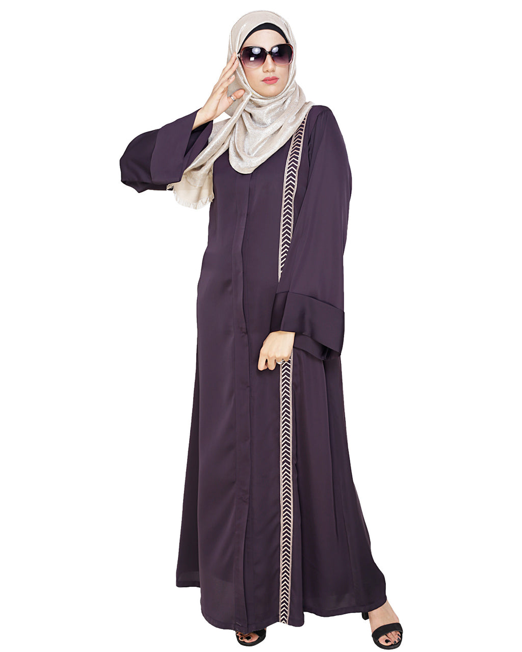 Lofty Dubai Style Abaya Dark Purple