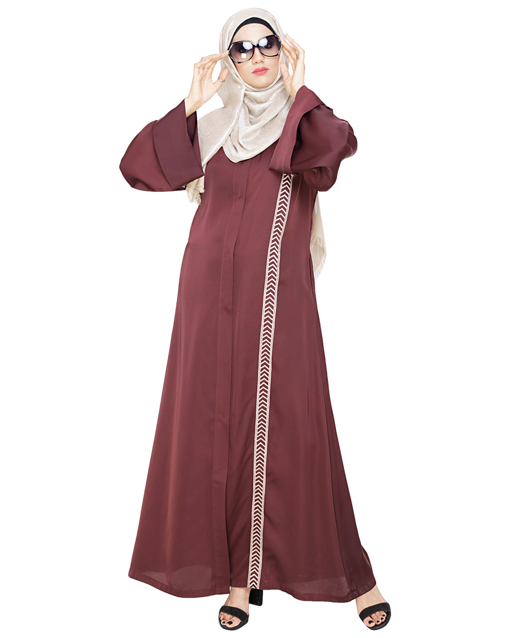 Lofty Dubai Style Abaya Deep Wine