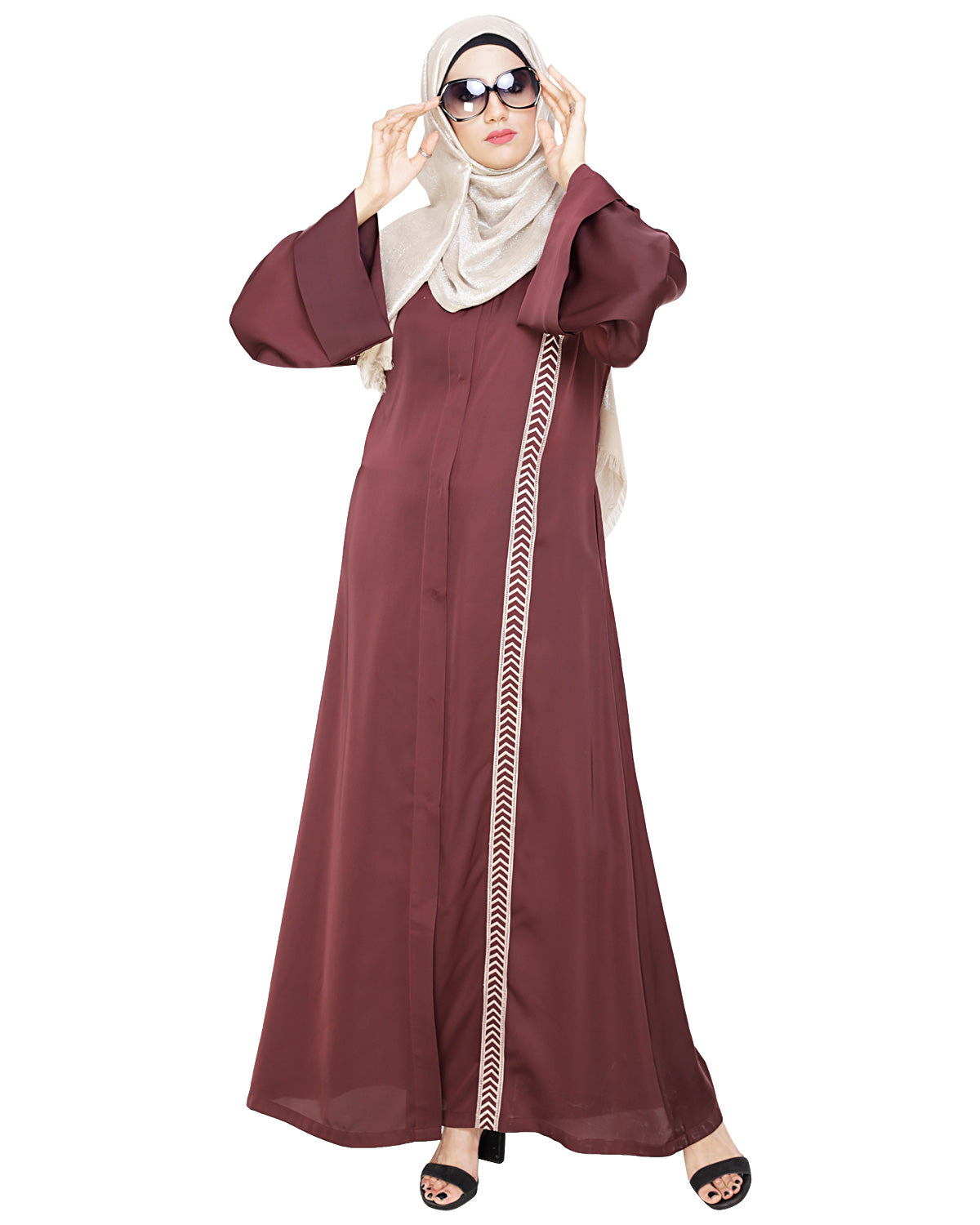 Lofty Dubai Style Abaya Deep Wine
