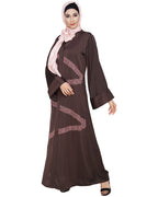 Glinty Dubai Style Abaya Dark Brown
