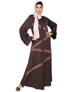 Glinty Dubai Style Abaya Dark Brown