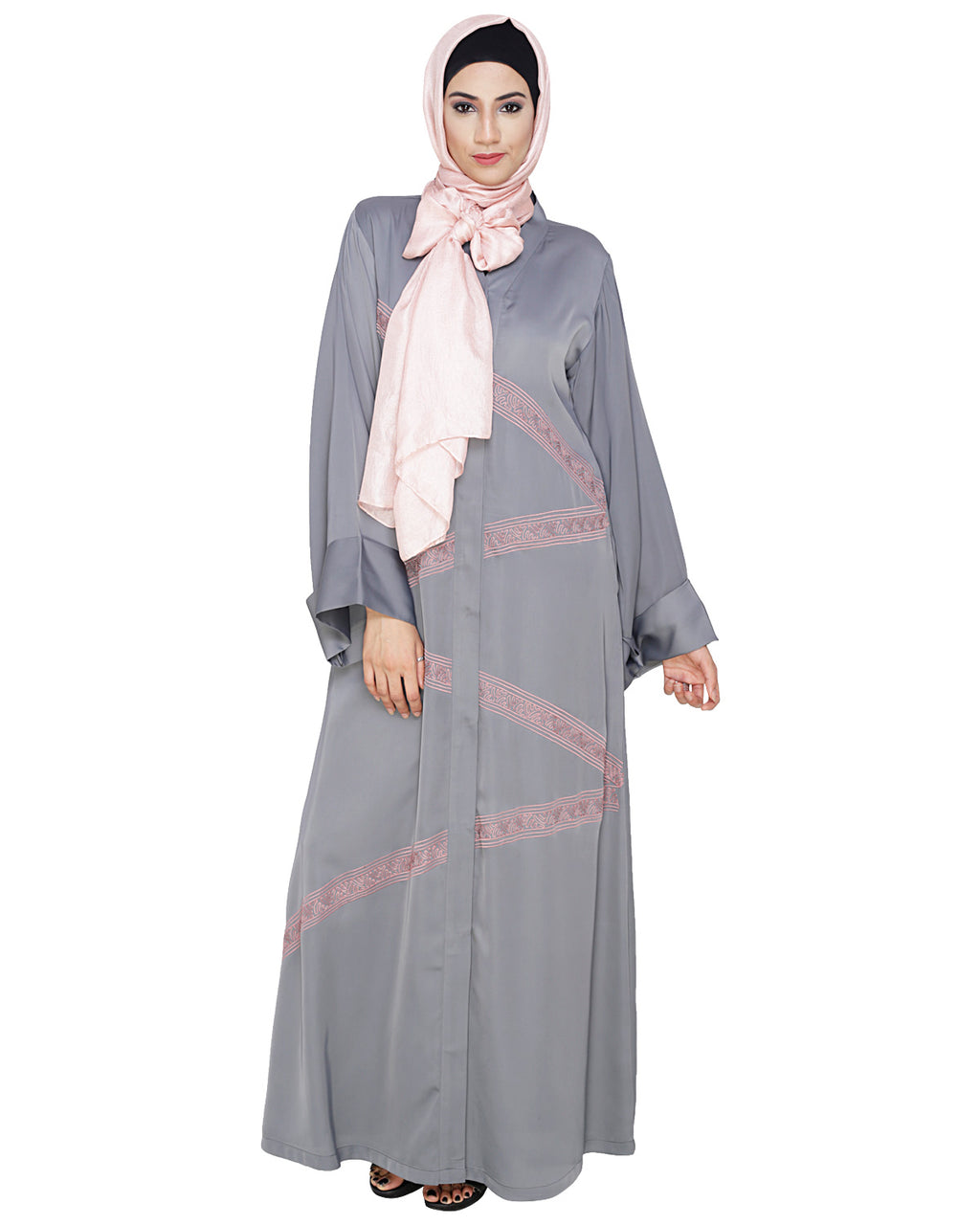 Glinty Dubai Style Abaya Grey