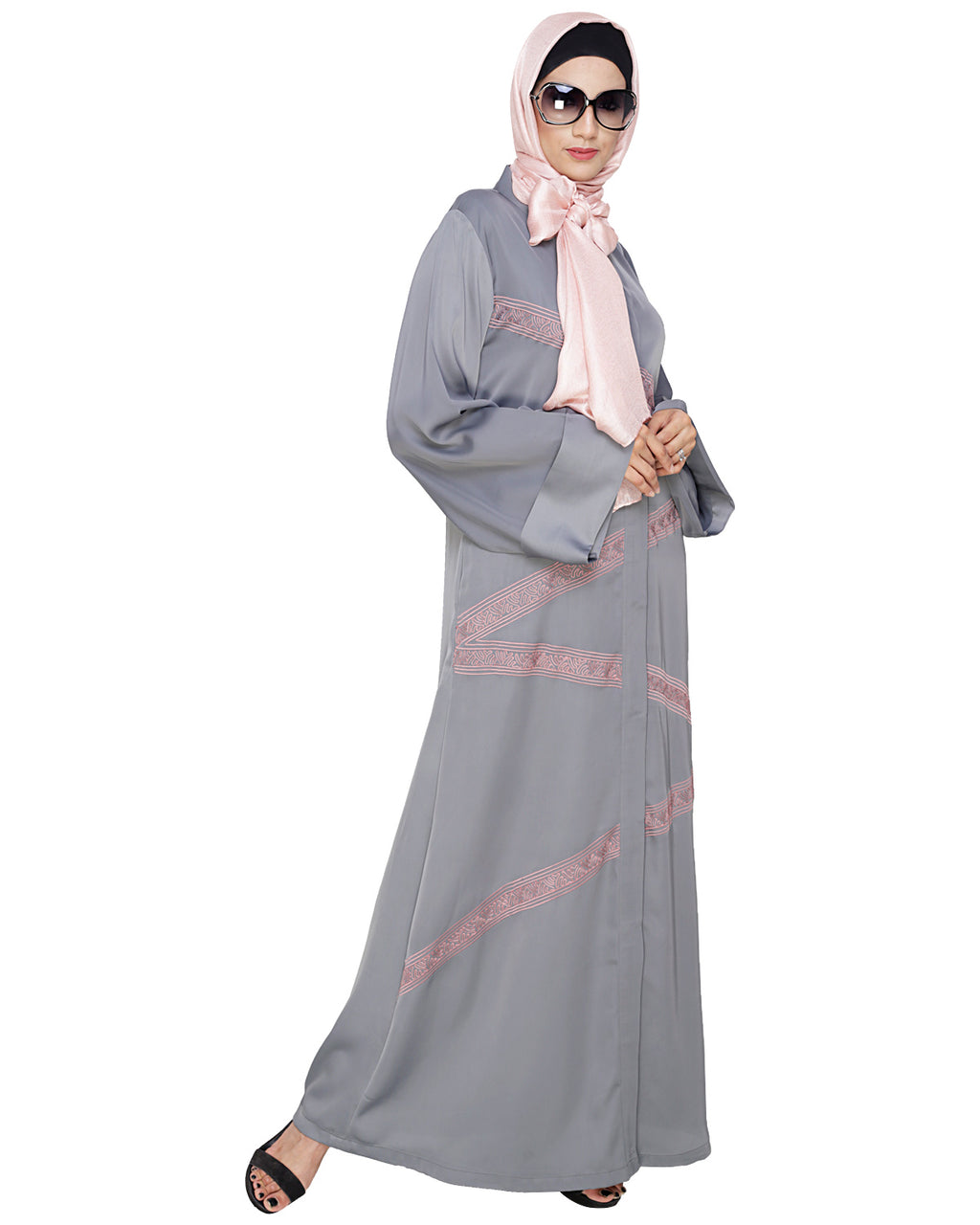 Glinty Dubai Style Abaya Grey