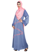 Glinty Dubai Style Abaya Steel Blue