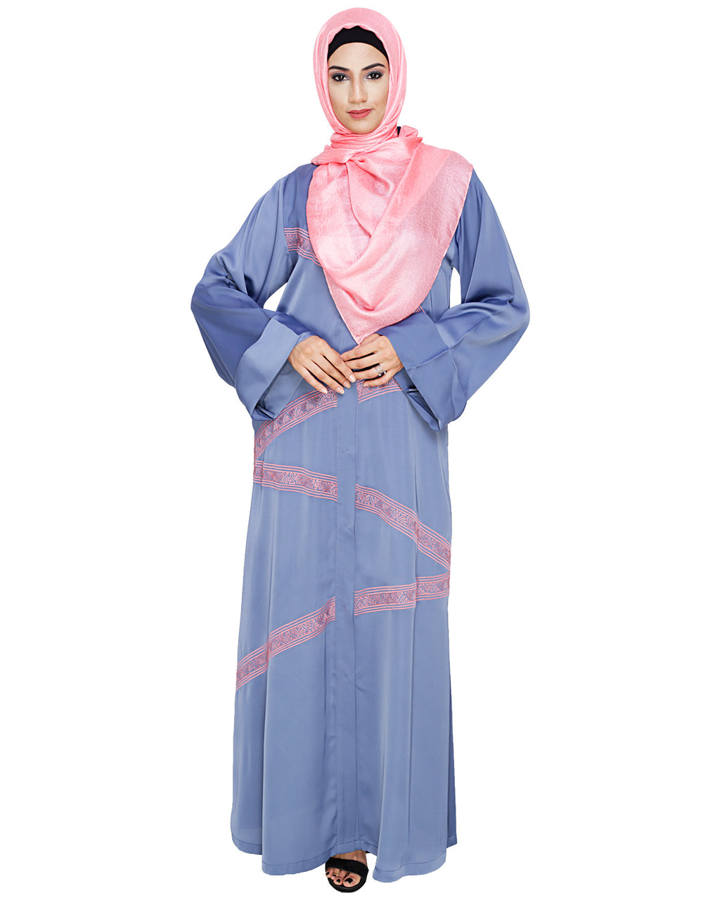 Glinty Dubai Style Abaya Steel Blue