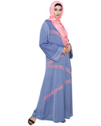 Glinty Dubai Style Abaya Steel Blue