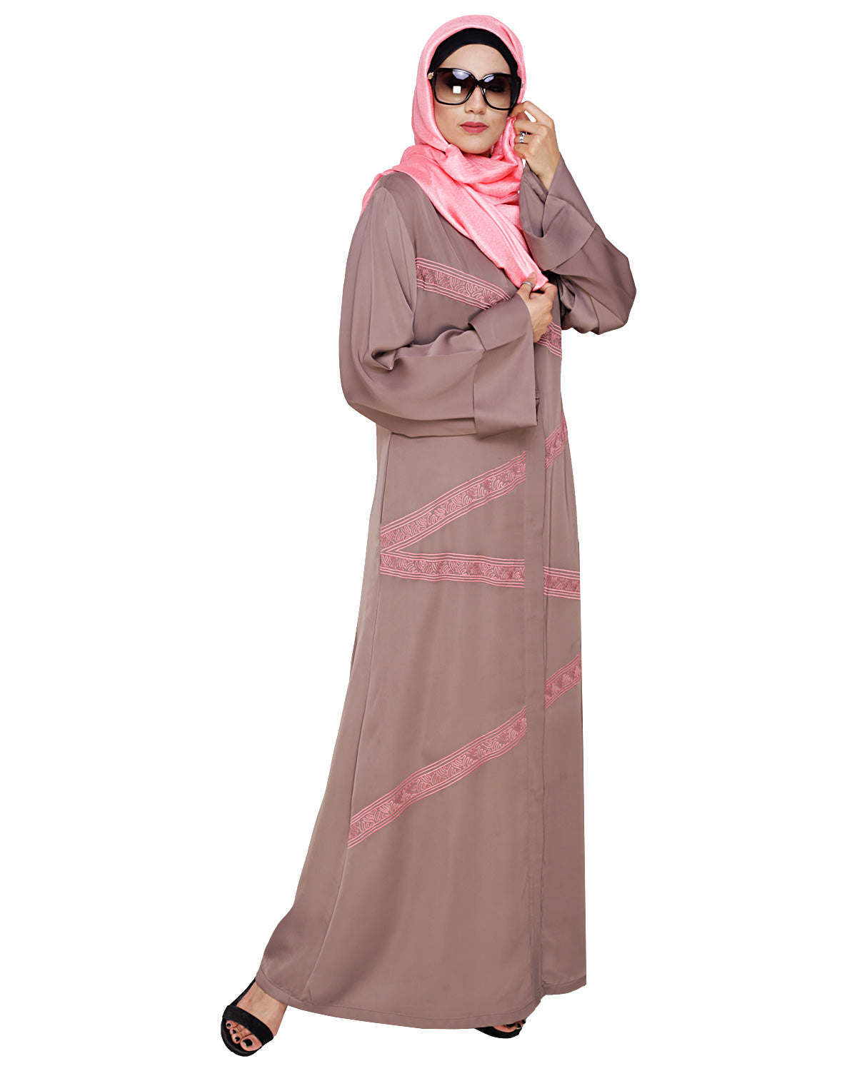 Glinty Dubai Style Abaya Umber Brown