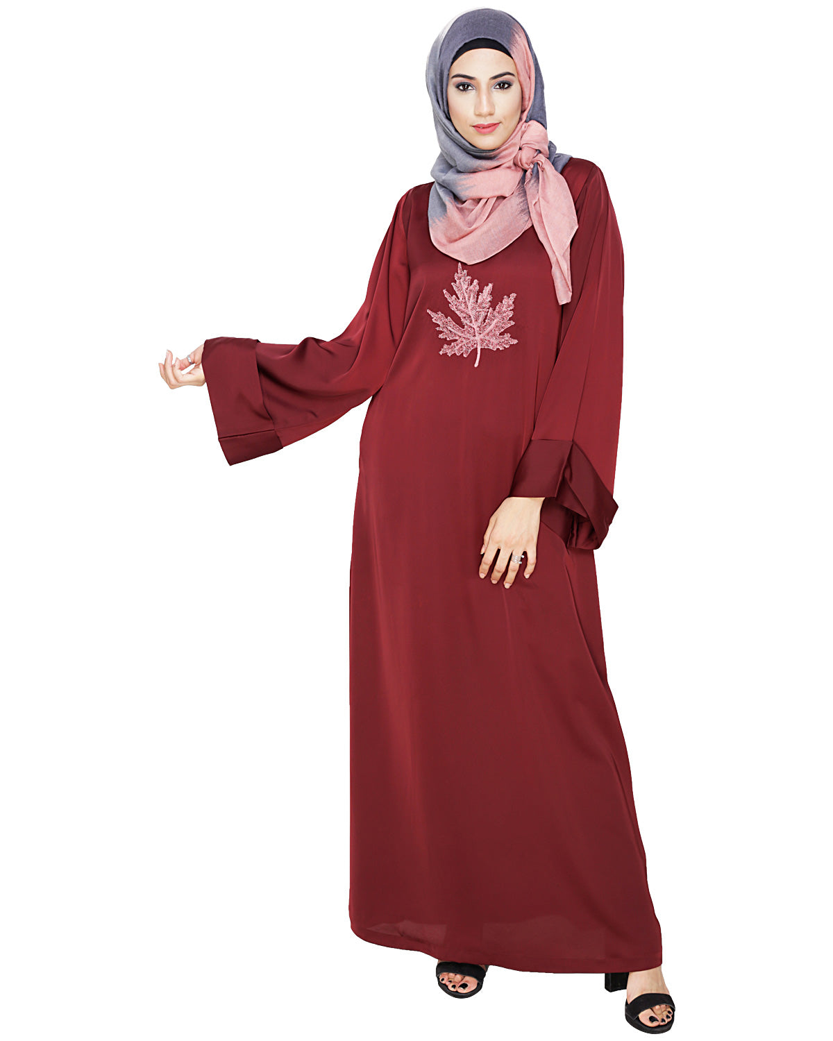 Wispy Dubai Style Abaya Wine