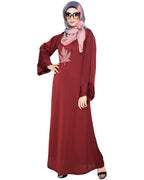 Wispy Dubai Style Abaya Wine