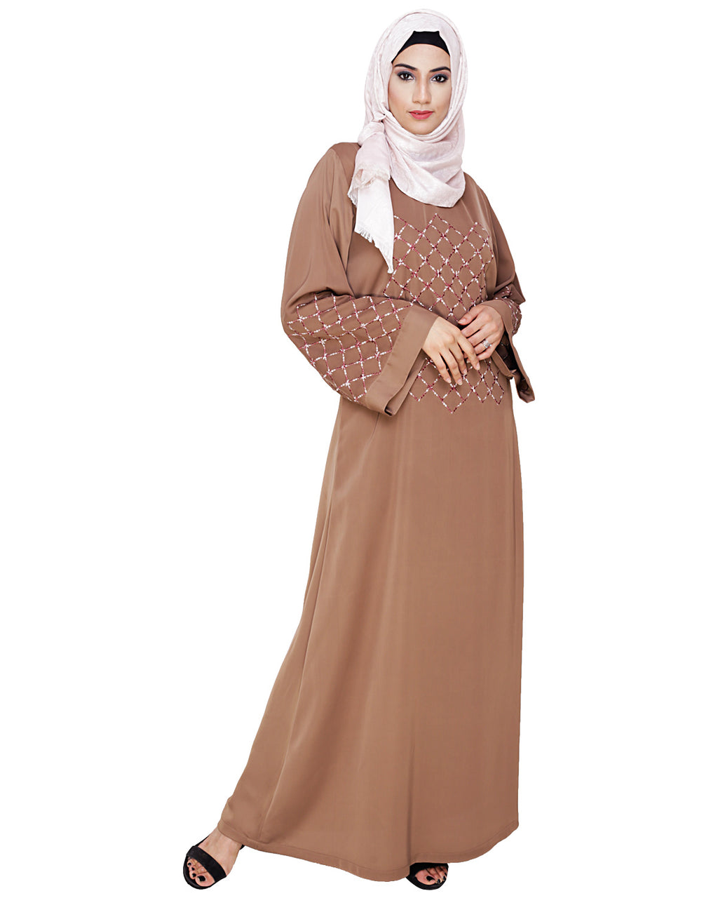 Regal Dubai Style Abaya Dark Beige