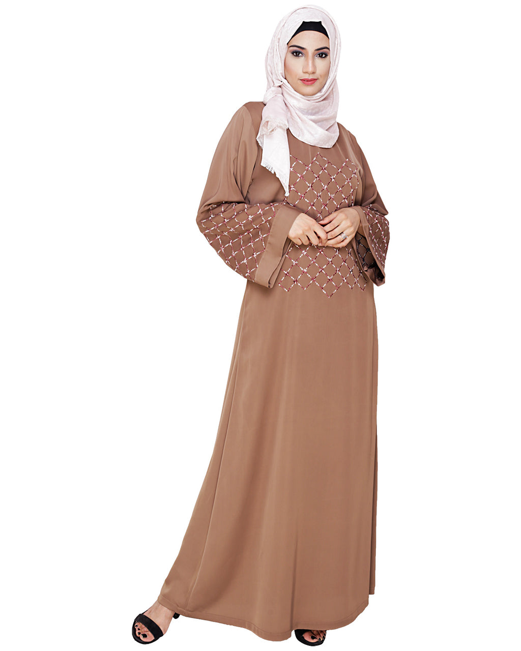 Regal Dubai Style Abaya Dark Beige