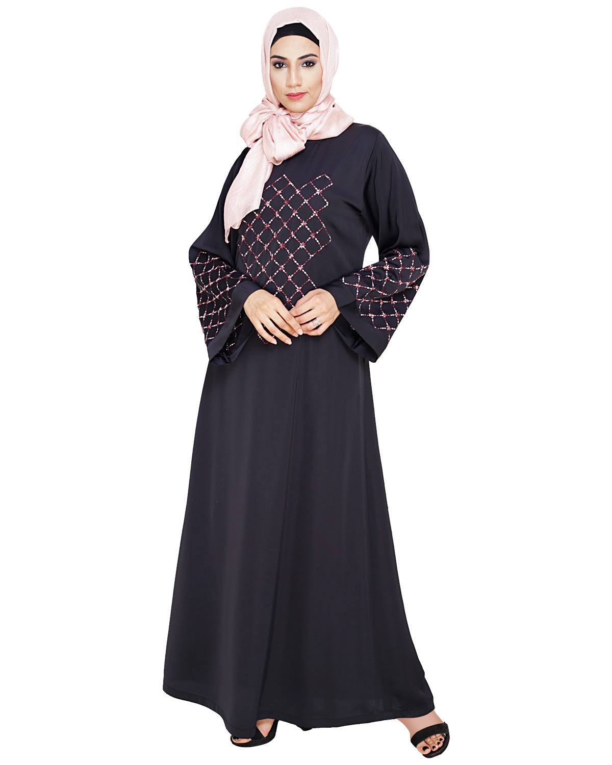 Regal Dubai Style Abaya Dark Grey