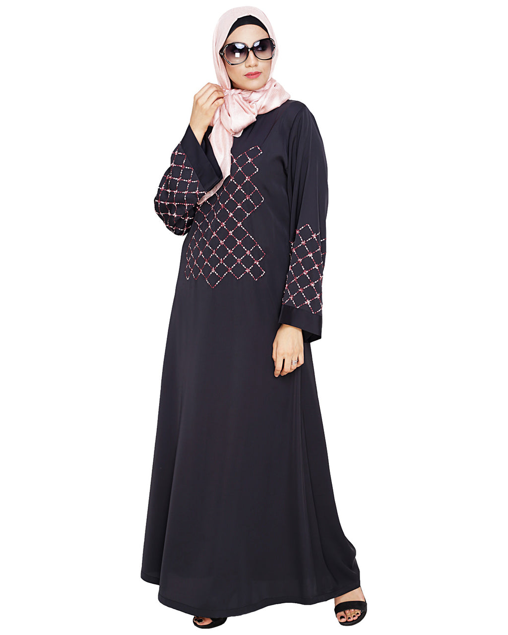 Regal Dubai Style Abaya Dark Grey