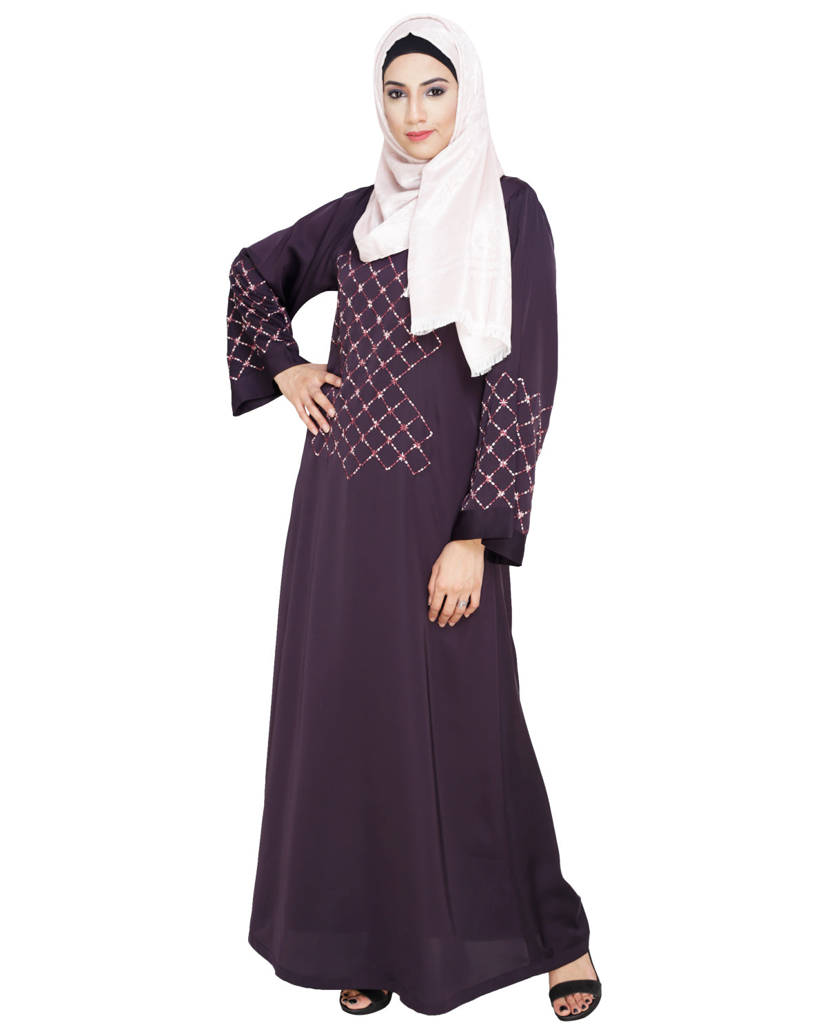 Regal Dubai Style Abaya Dark Grey