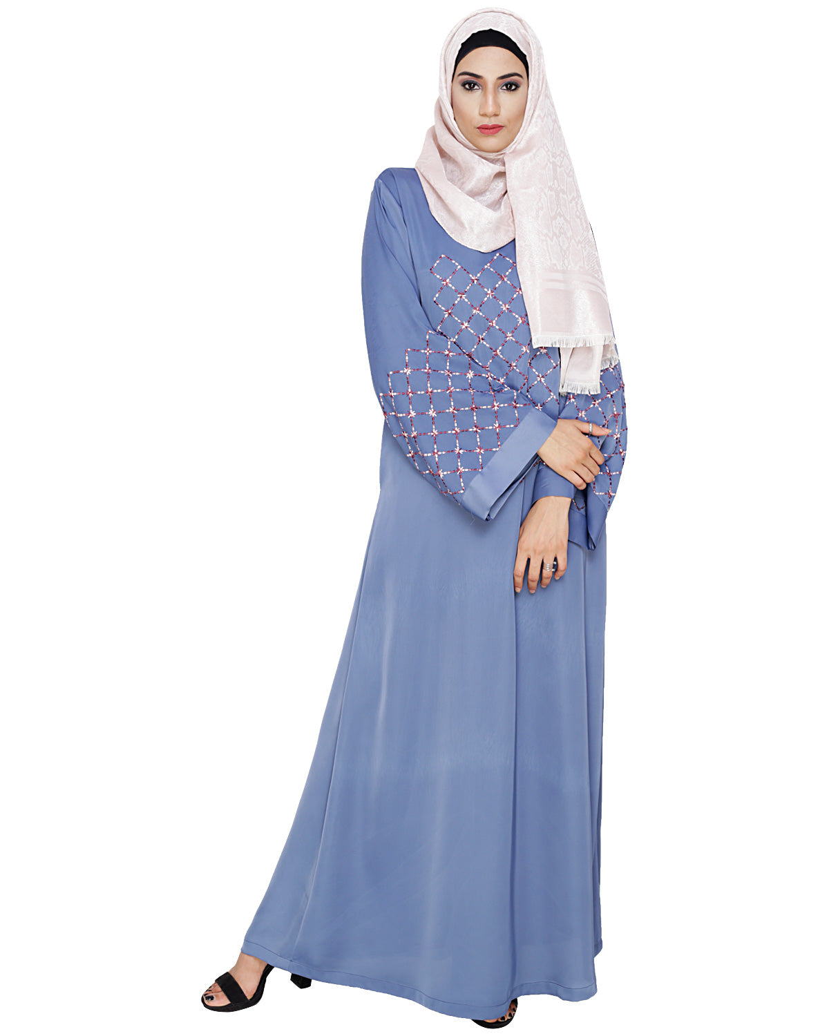 Regal Dubai Style Abaya Steel Blue