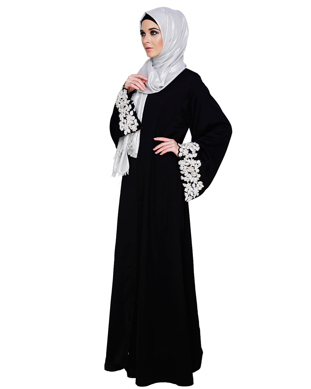 Dreamy Pearl Dubai Style Abaya Black