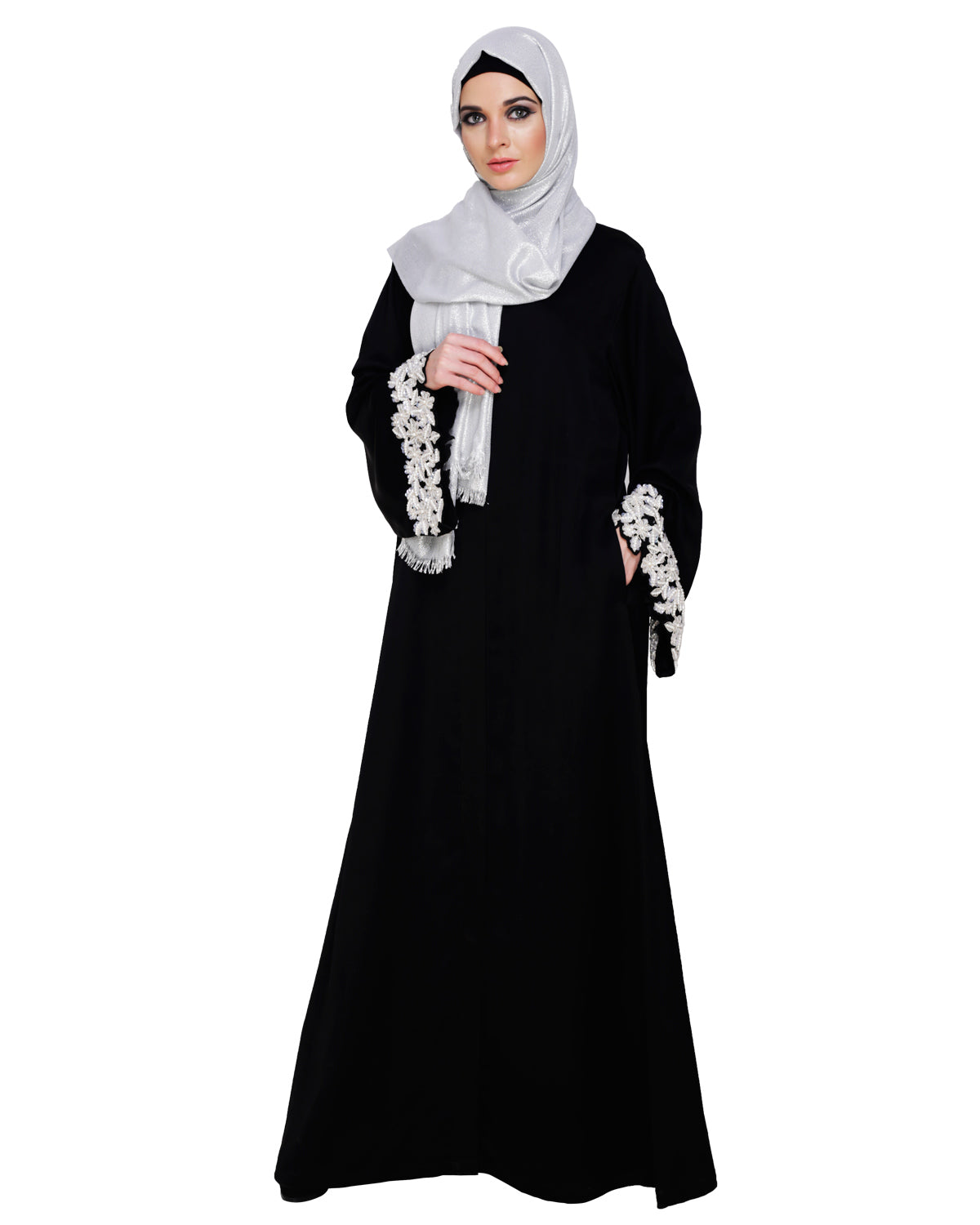 Dreamy Pearl Dubai Style Abaya Black