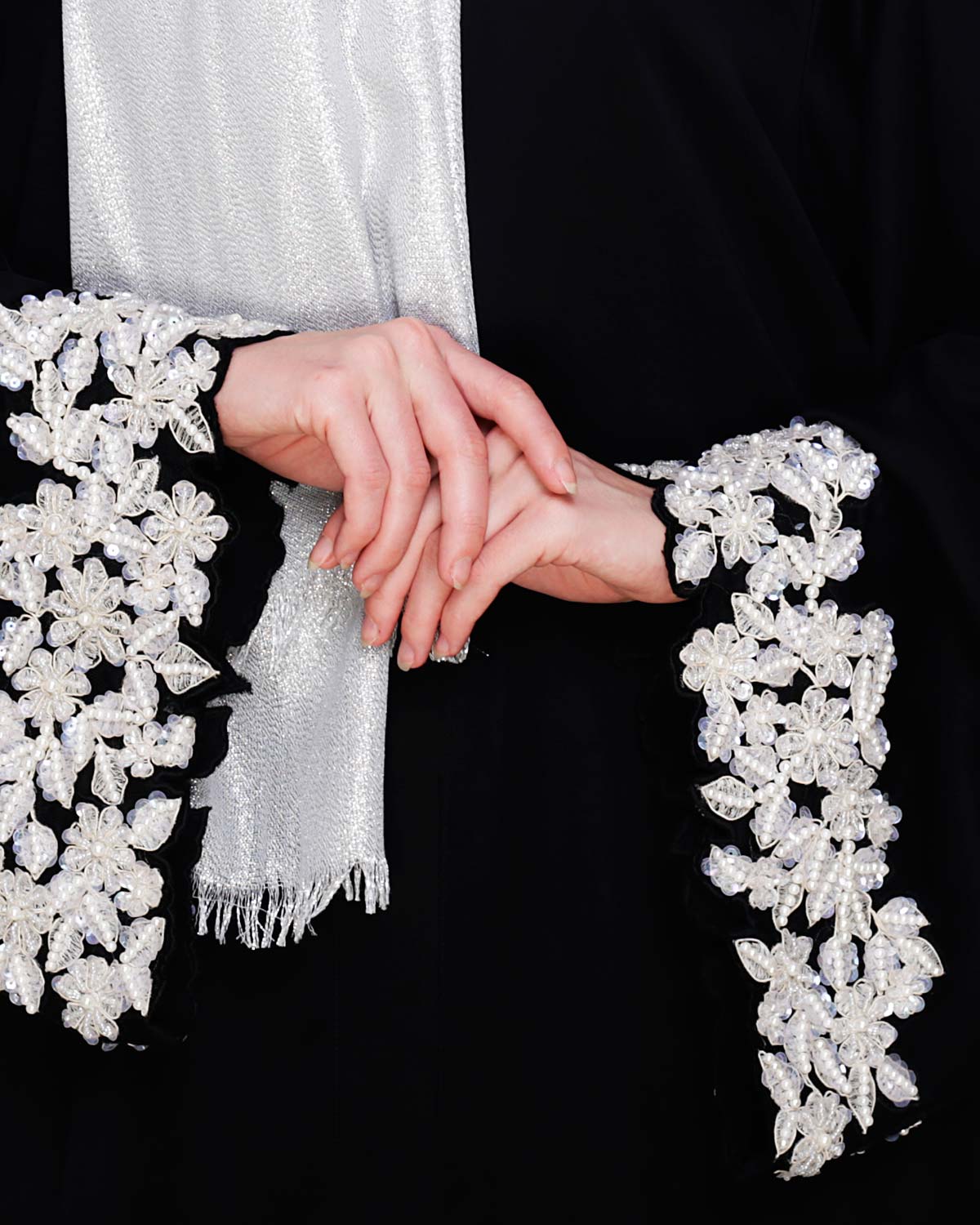 Dreamy Pearl Dubai Style Abaya Black