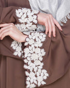 Dreamy Pearl Dubai Style Abaya Coffee Brown