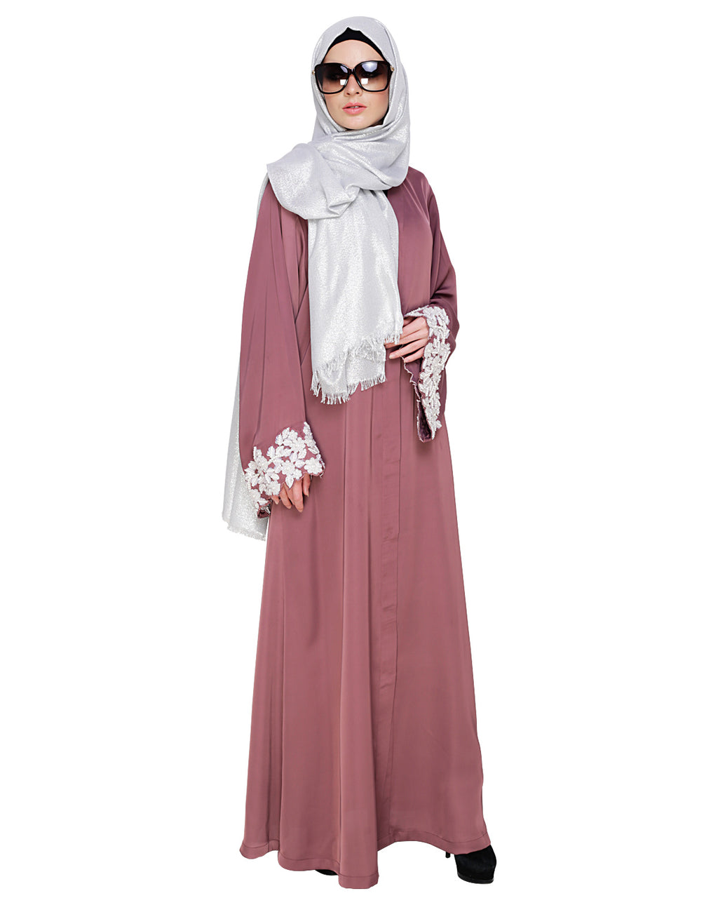 Dreamy Pearl Dubai Style Abaya Flamingo Pink