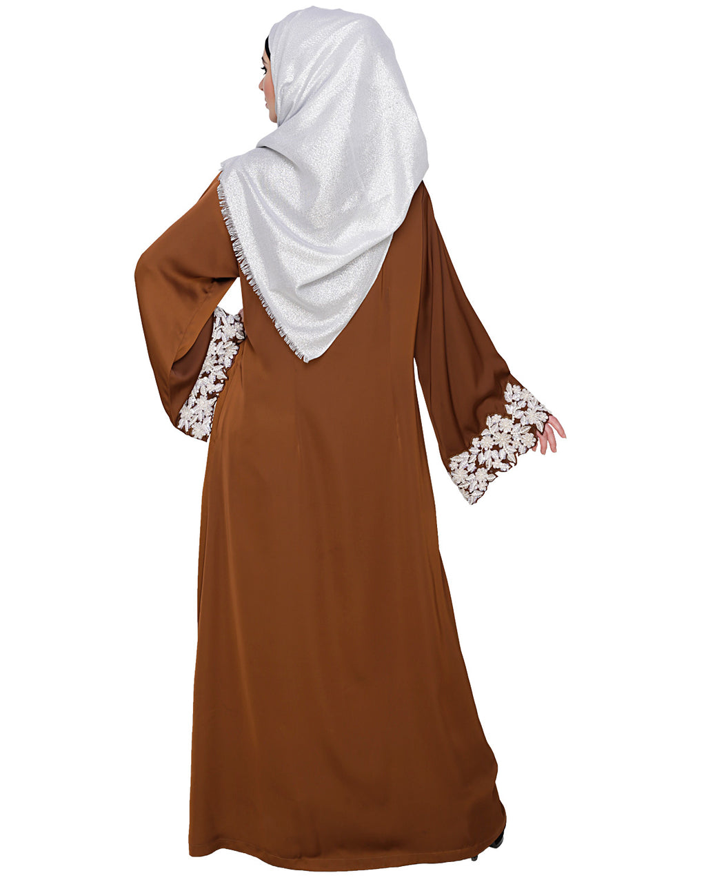 Dreamy Pearl Dubai Style Abaya Golden Brown