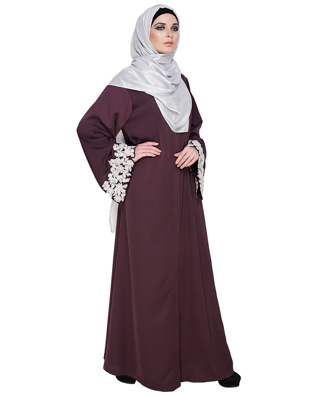 Dreamy Pearl Dubai Style Abaya Purple