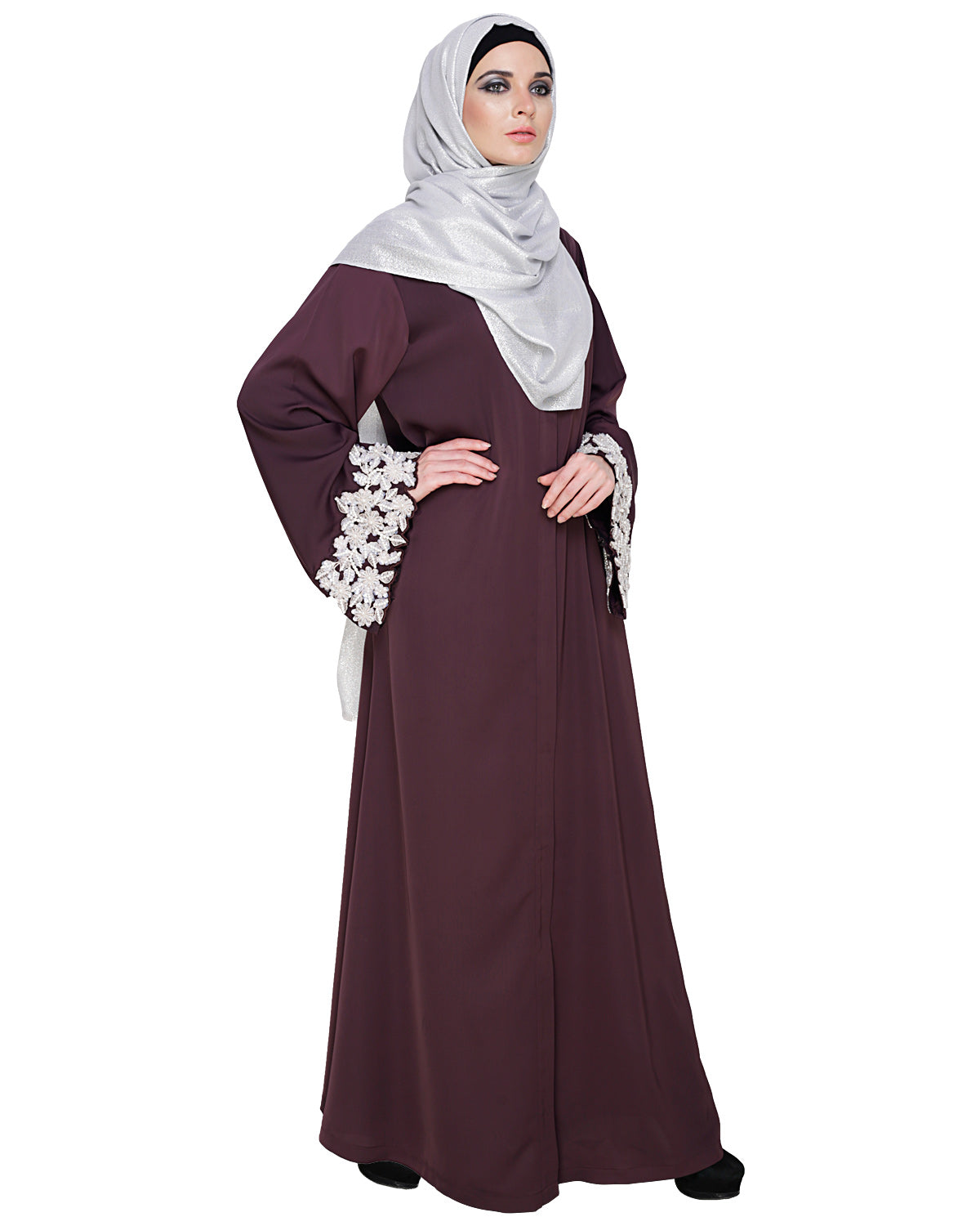 Dreamy Pearl Dubai Style Abaya Purple