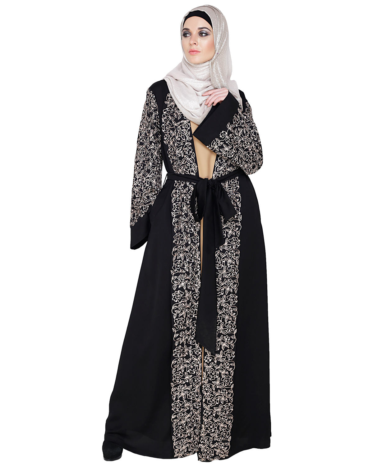 Luxury Dubai Style abaya Black