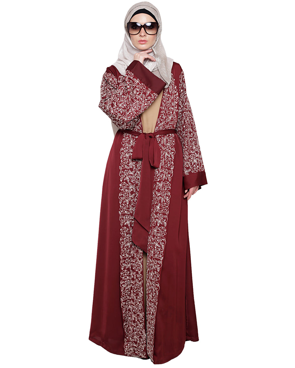 Luxury Dubai Style abaya Wine