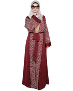 Luxury Dubai Style abaya Wine