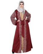 Luxury Dubai Style abaya Wine