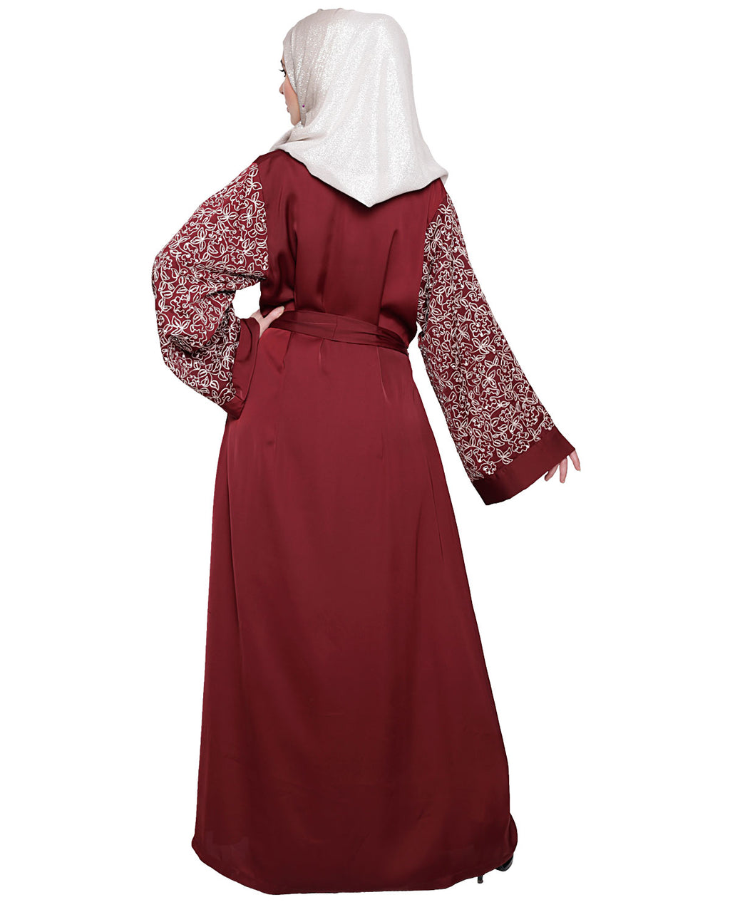 Luxury Dubai Style abaya Wine