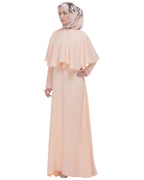 Soft Peach Caped Abaya Peach