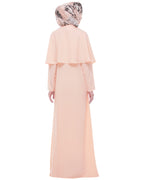 Soft Peach Caped Abaya Peach