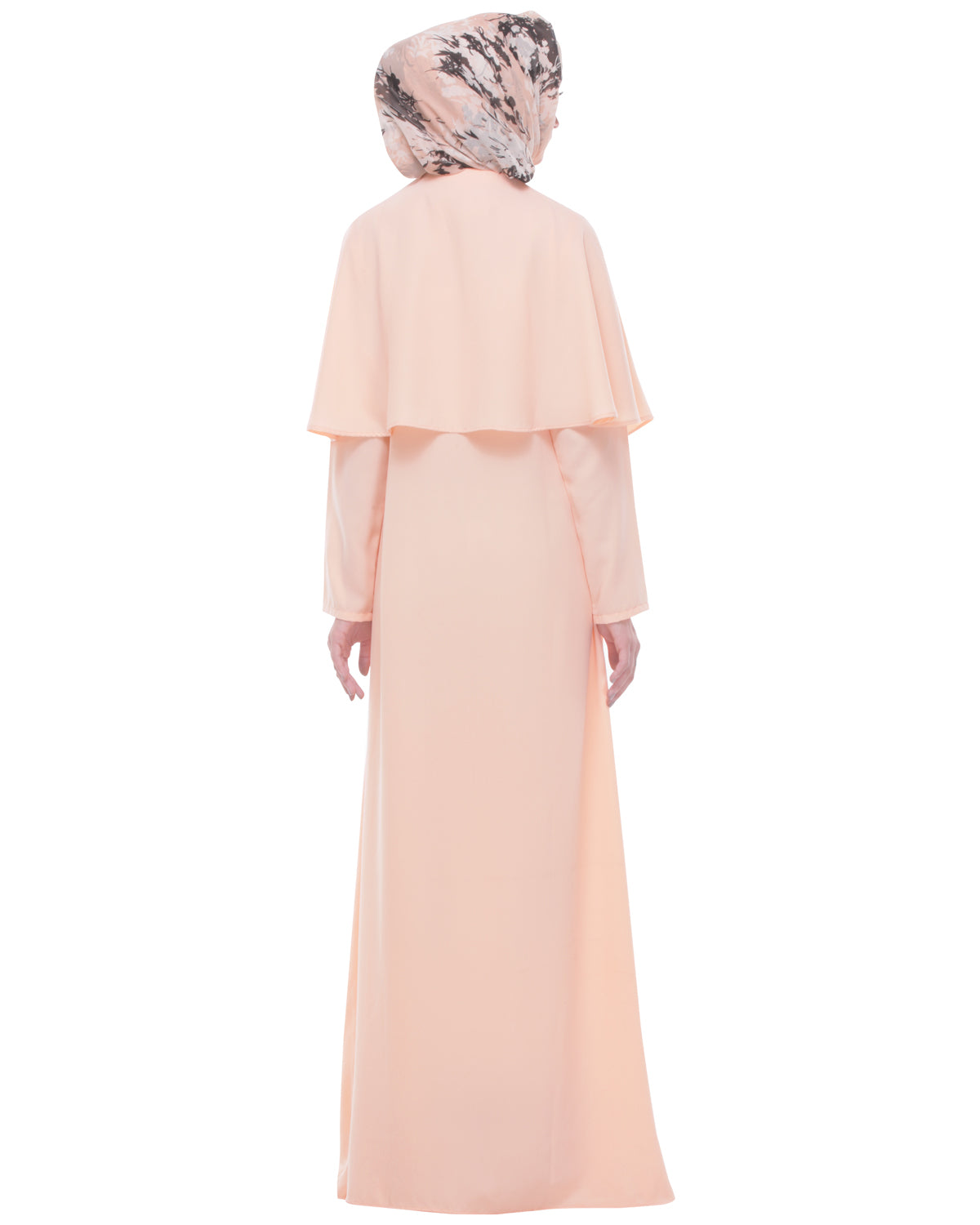 Soft Peach Caped Abaya Peach