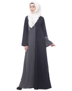 Classic Abaya with Printed Panel Blue