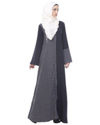 Classic Abaya with Printed Panel Blue