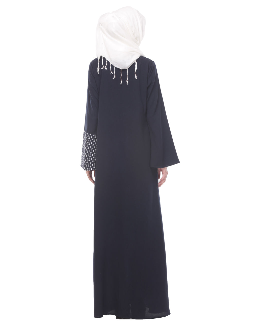 Classic Abaya with Printed Panel Blue