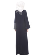 Classic Abaya with Printed Panel Blue