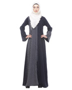 Classic Abaya with Printed Panel Blue