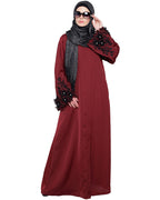 Majestic Dubai style Abaya Burgundy