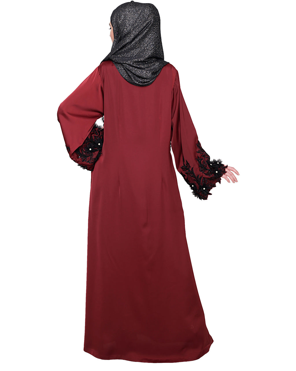 Majestic Dubai style Abaya Burgundy