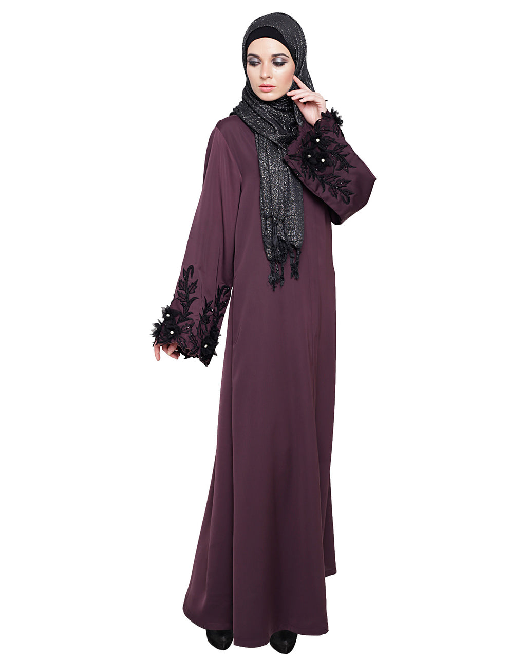 Majestic Dubai style Abaya Purple