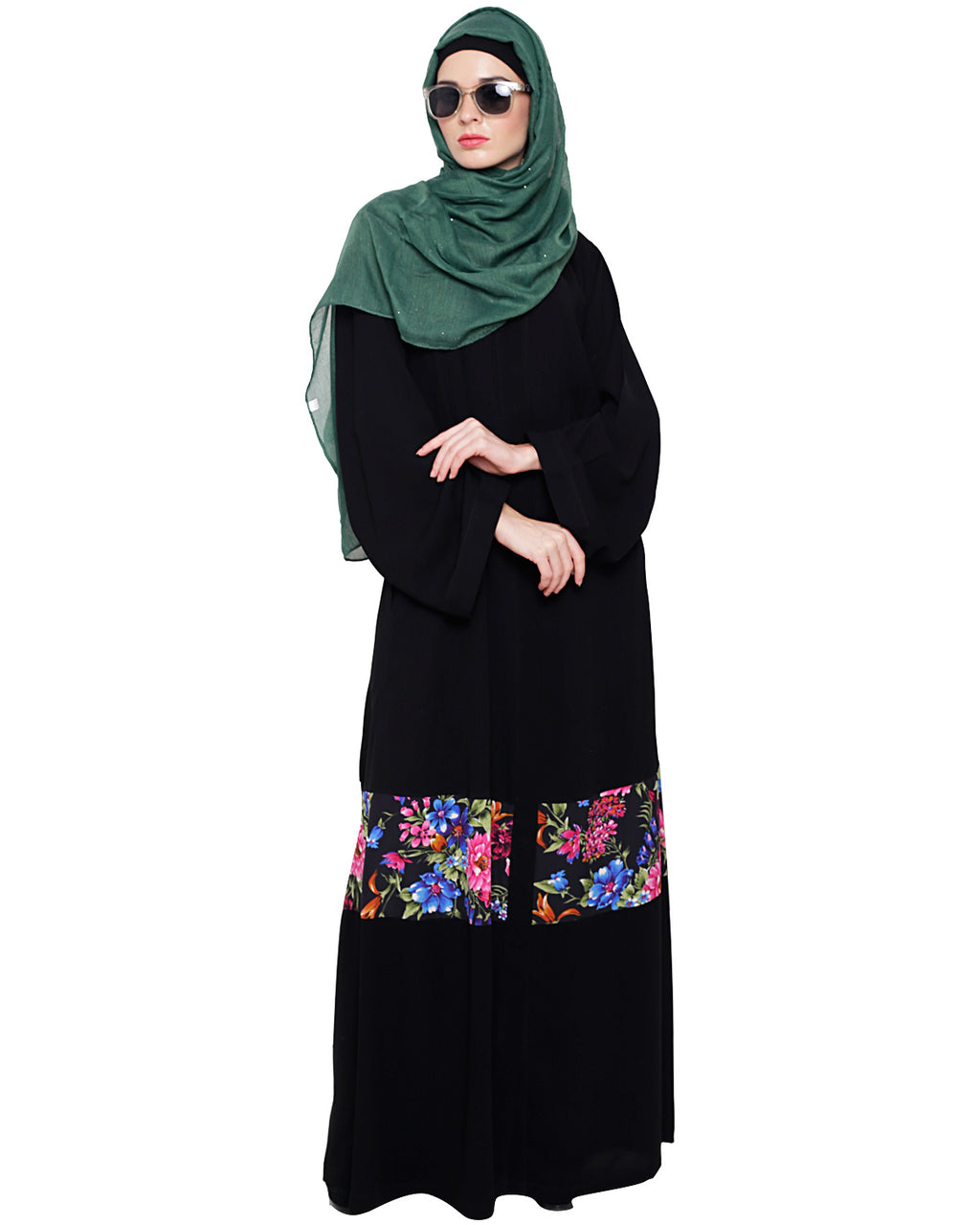 Elegant Black Print Dubai Style Abaya Black